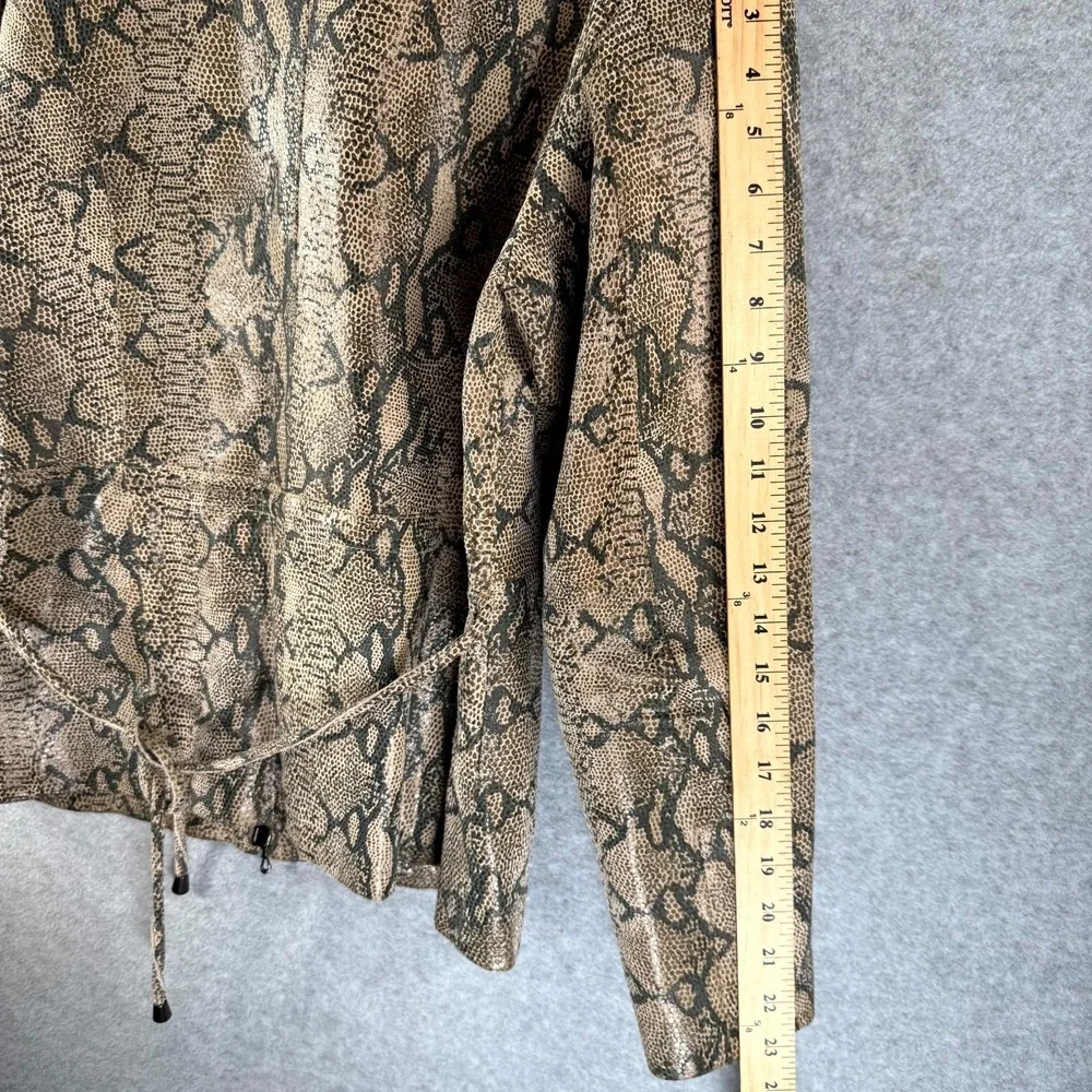 Vintage‎ Steve Madden Leather Jacket Womens Medium Brown Snake Print Full Zip